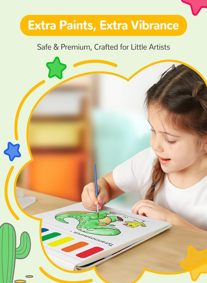 TECJOE Paint with Water Coloring Books for Toddlers, Dinosaur Series Watercolor Set with 3 Brushes, Mess Free Painting Activity for Kids Ages 4 5 6 7 8, Christmas Gifts Arts & Crafts Toy - Image 3